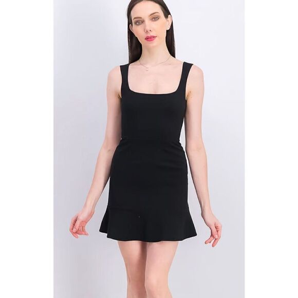 New. French Connection black Mini ruffle mini dress. Large. Retails $153 - Picture 2 of 16